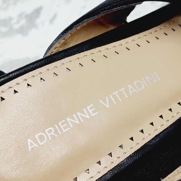 NEW Adrienne Vittadini Annalee Black Faux Leather Slip On Block Heel Sandal X69 - Picture 10 of 13